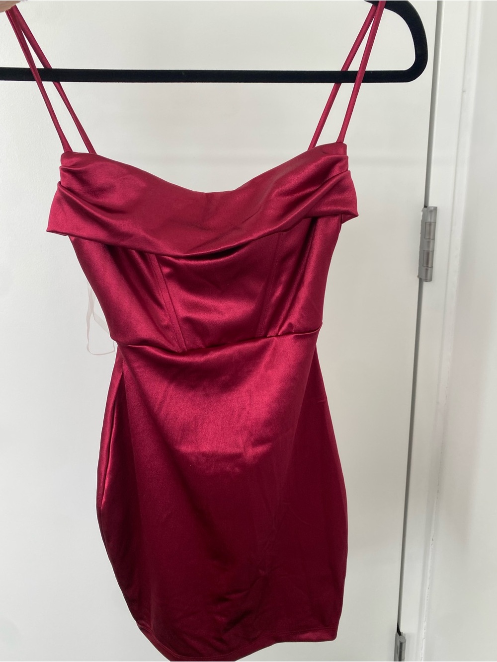Windsor Satin Cowl Neck Mini Dress in Wine